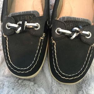 🦒 🦒🦒EUC Sperry Sandfish Black Boat Shoe 8M